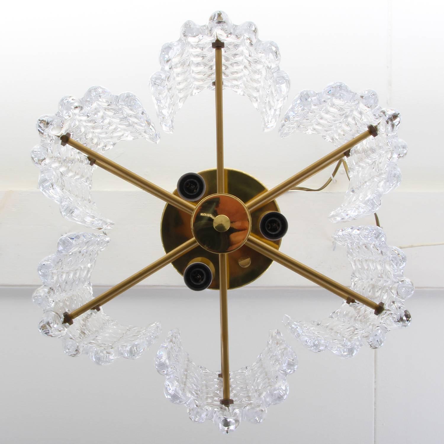 Crystal Chandelier by Carl Fagerlund, Orrefors, 1960s, Large Crystal Lamp For Sale 2