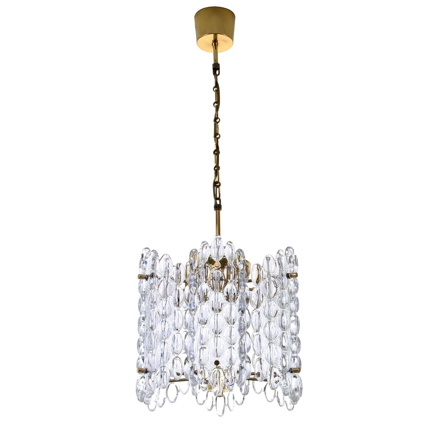 Crystal Chandelier by Carl Fagerlund, Orrefors, 1960s, Large Crystal Lamp For Sale