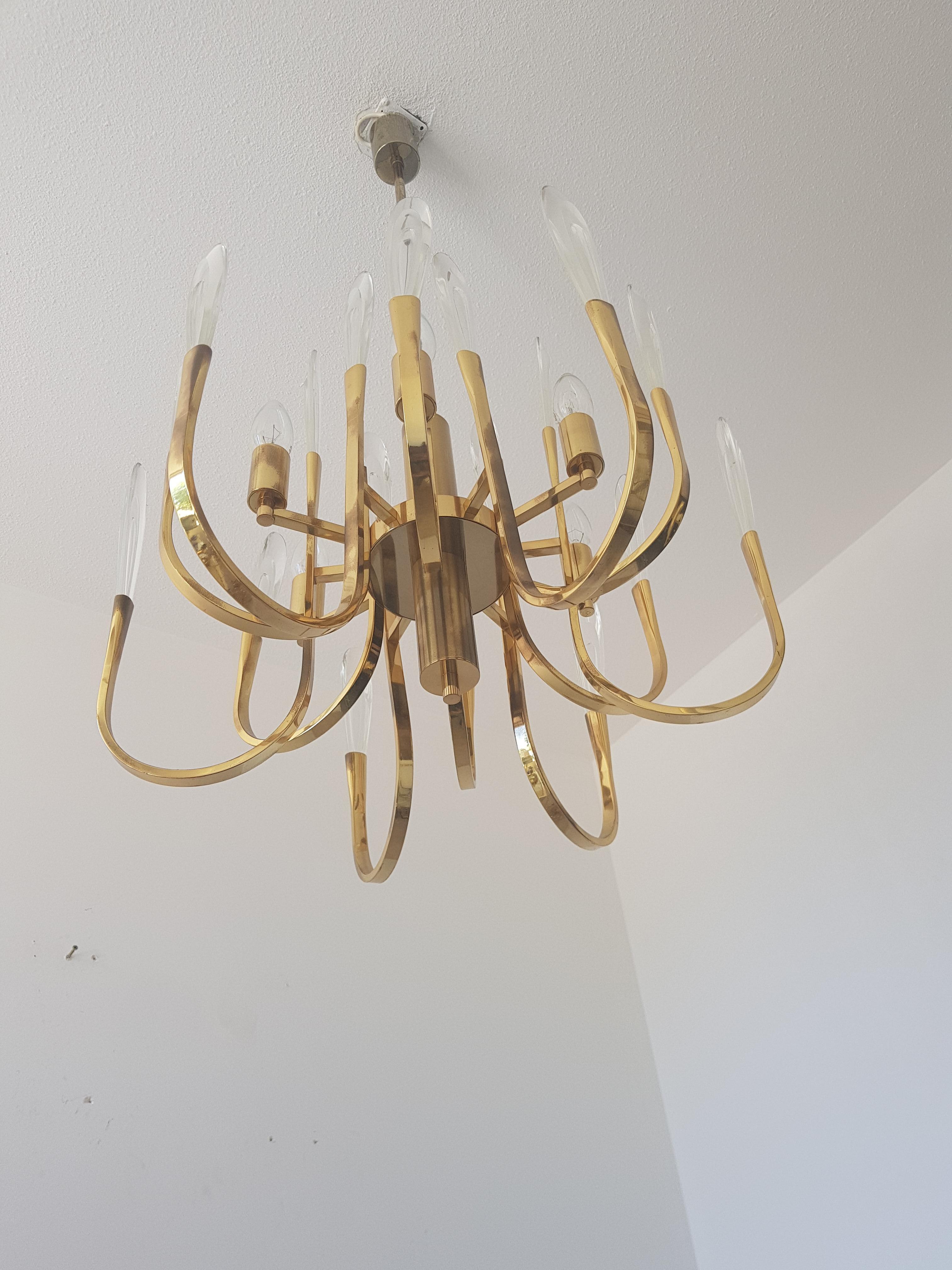 Crystal Chandelier  by Gaetano Sciolari 1970s,  2