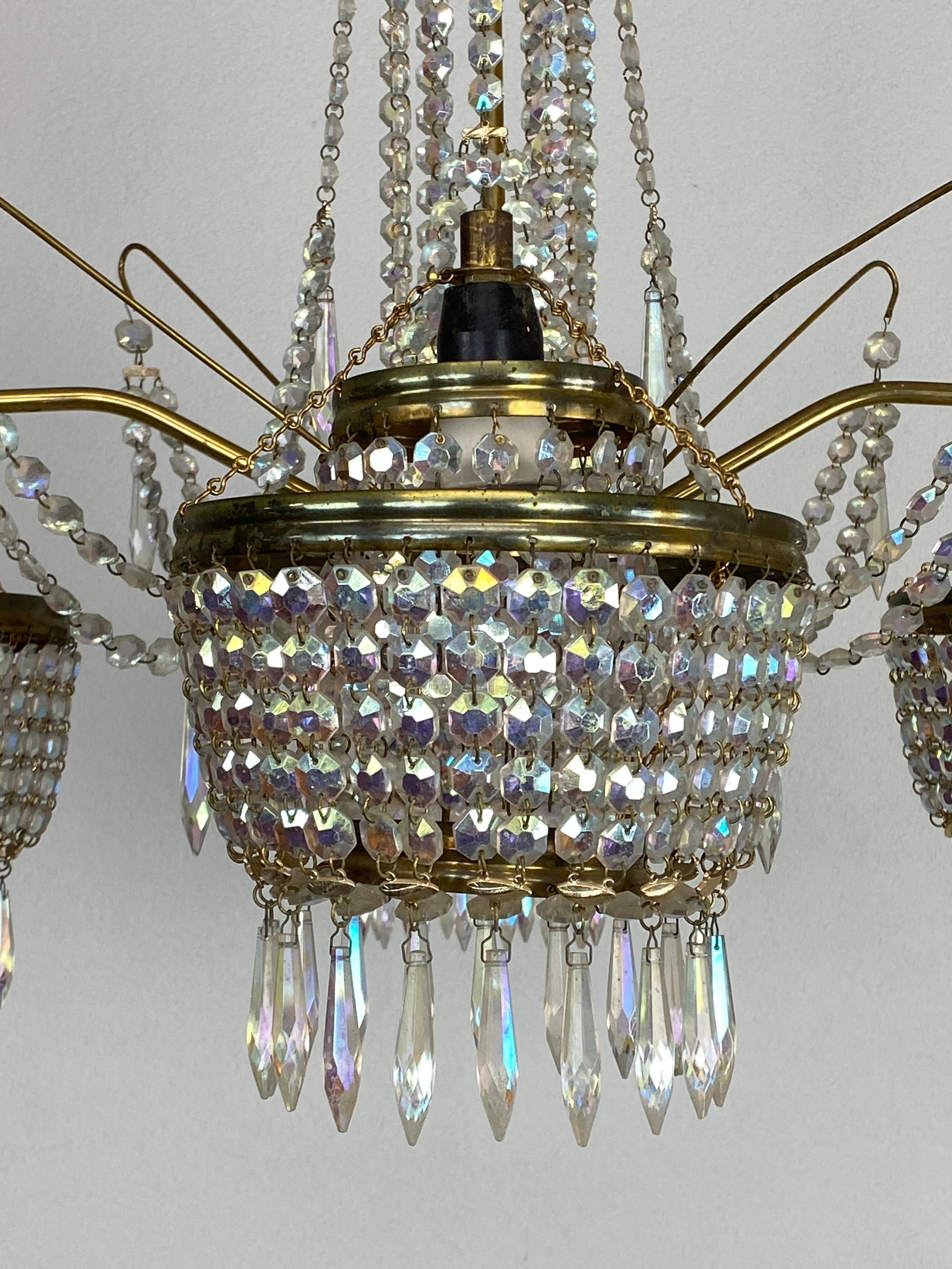 Mid-Century moderno Lampadario di cristallo in vendita