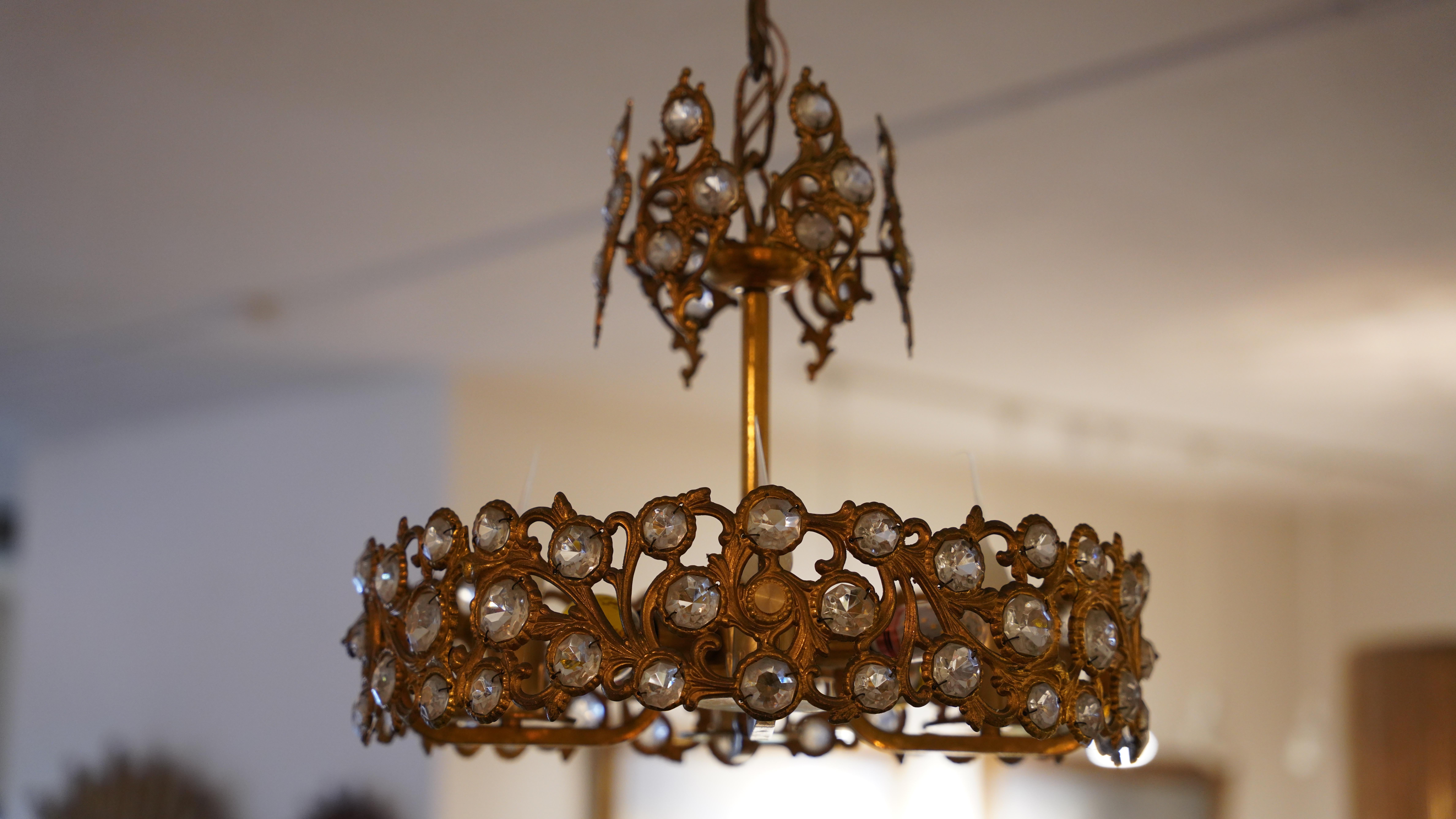 Métal Lustre en cristal en vente