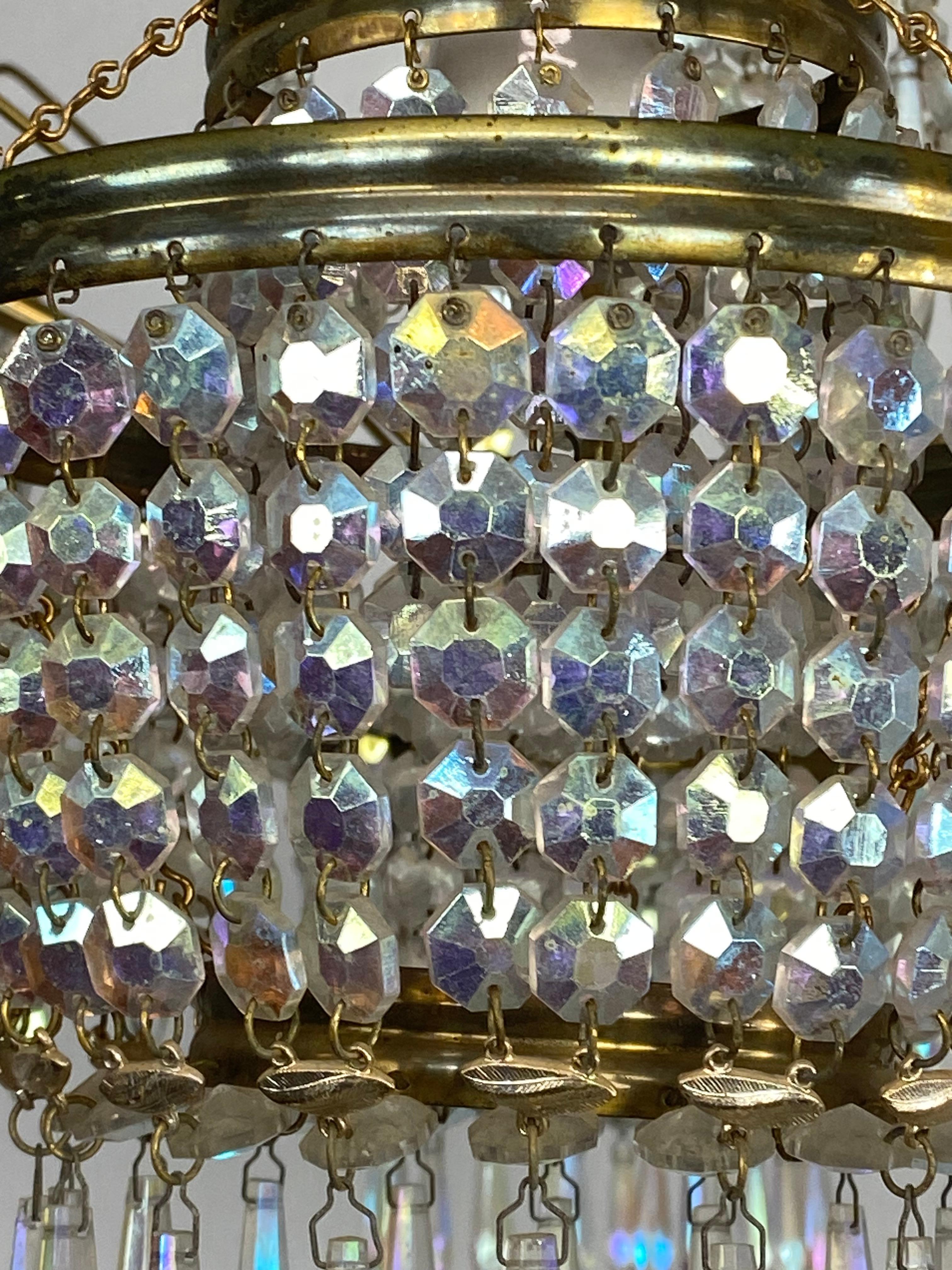 Metà XX secolo Lampadario di cristallo in vendita