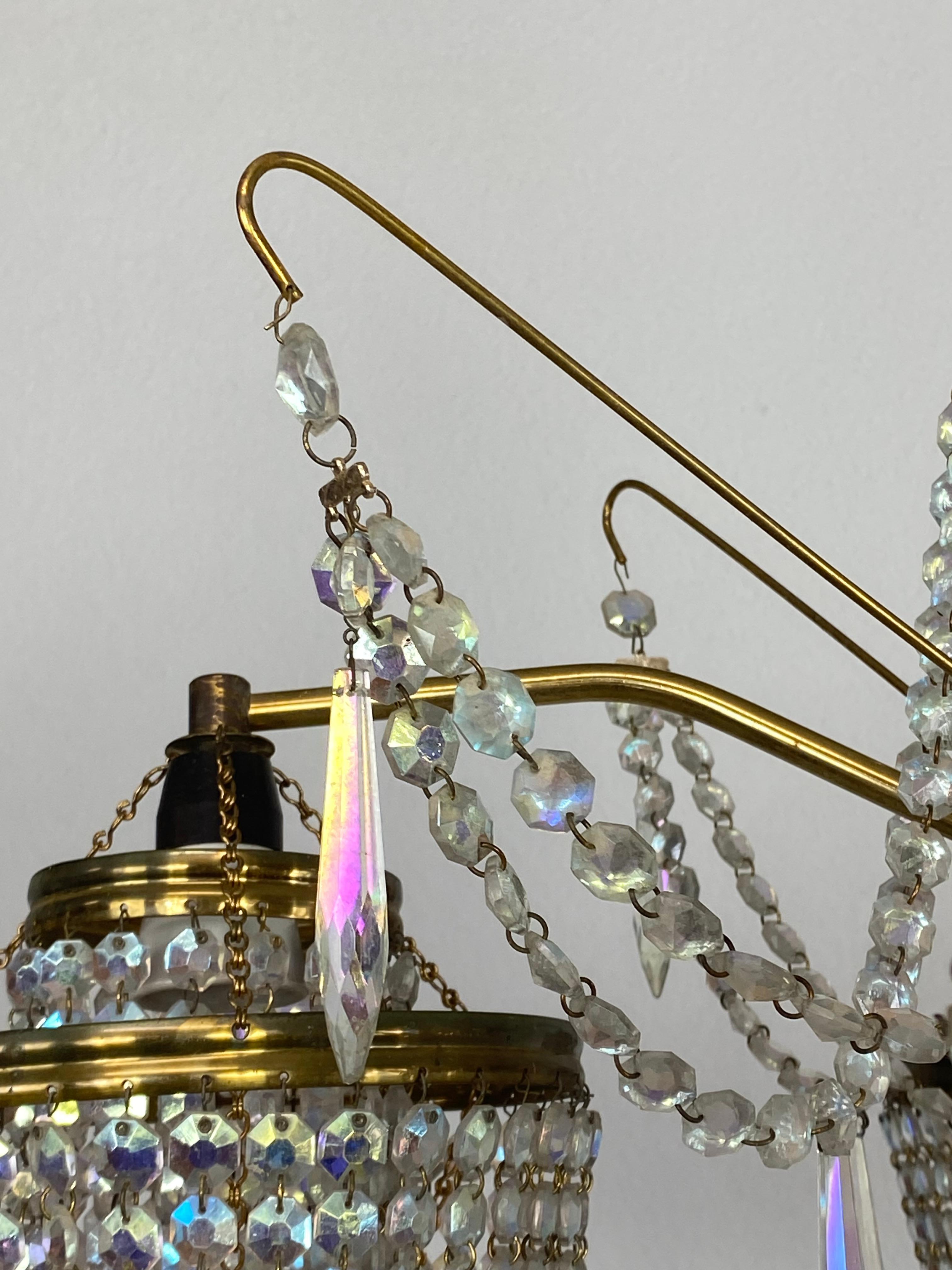 Ottone Lampadario di cristallo in vendita