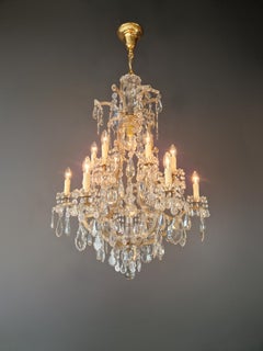 Araña de Cristal Estilo María Teresa Siglo XVIII Antiguo Facetado Efecto Luz