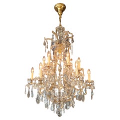 Araña de Cristal Estilo María Teresa Siglo XVIII Antiguo Facetado Efecto Luz