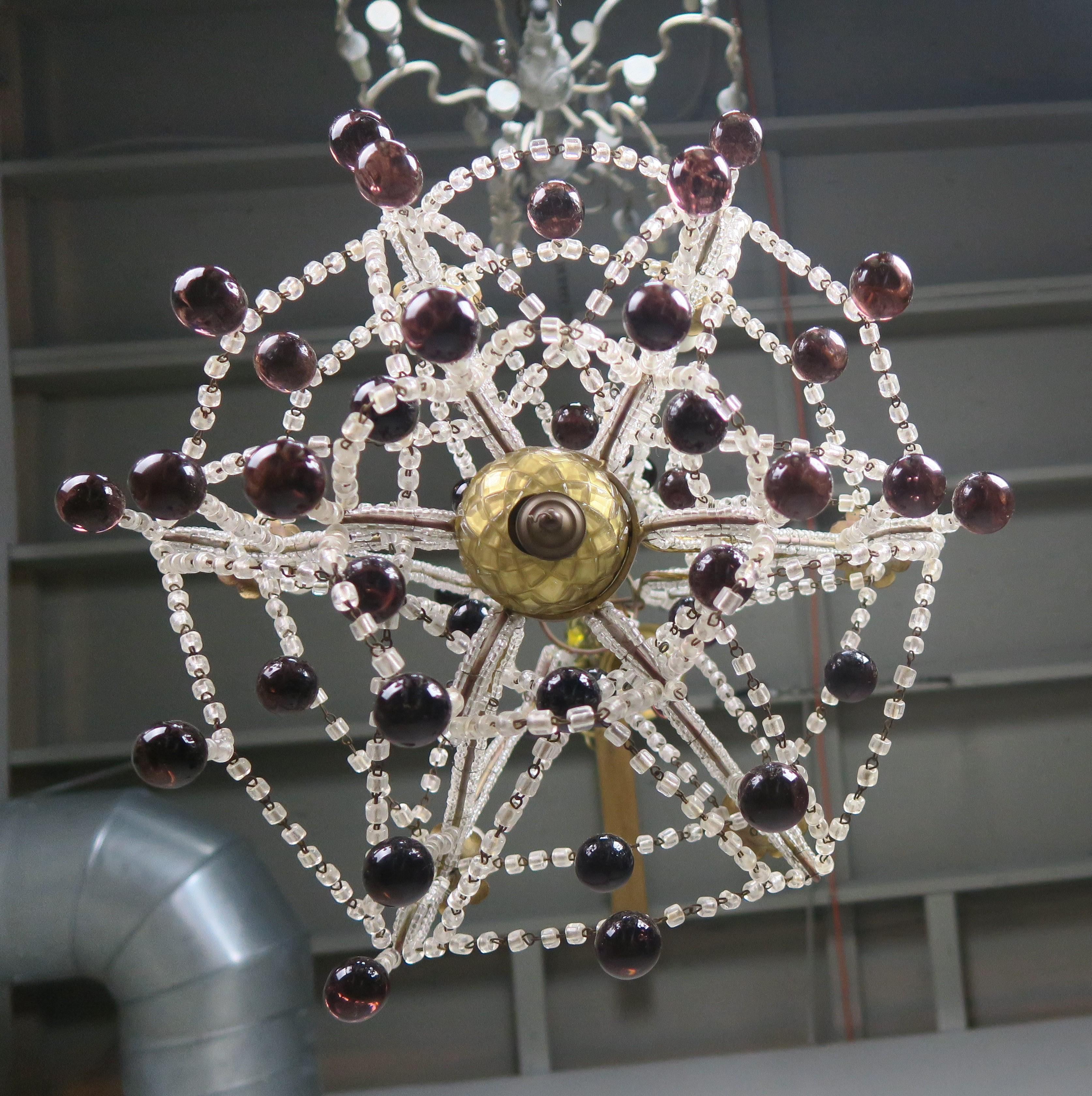 Crystal Chandelier with Aubergine Drops 1