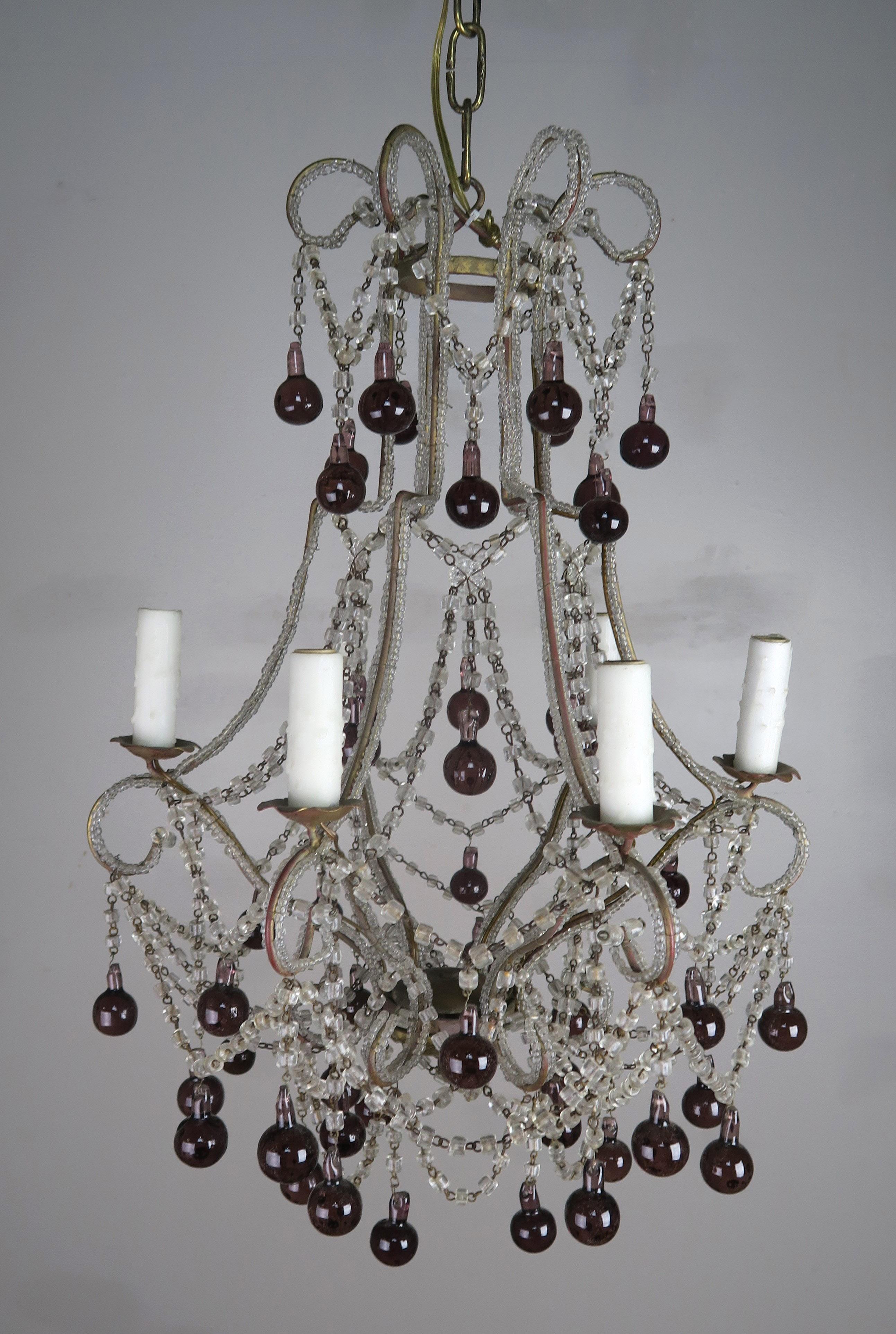 Crystal Chandelier with Aubergine Drops 2