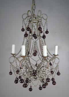 Crystal Chandelier with Aubergine Drops