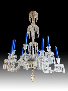 Crystal Chandelier Baccarat with 12 Arms Finely Decorated with Pearls, 19th Cen