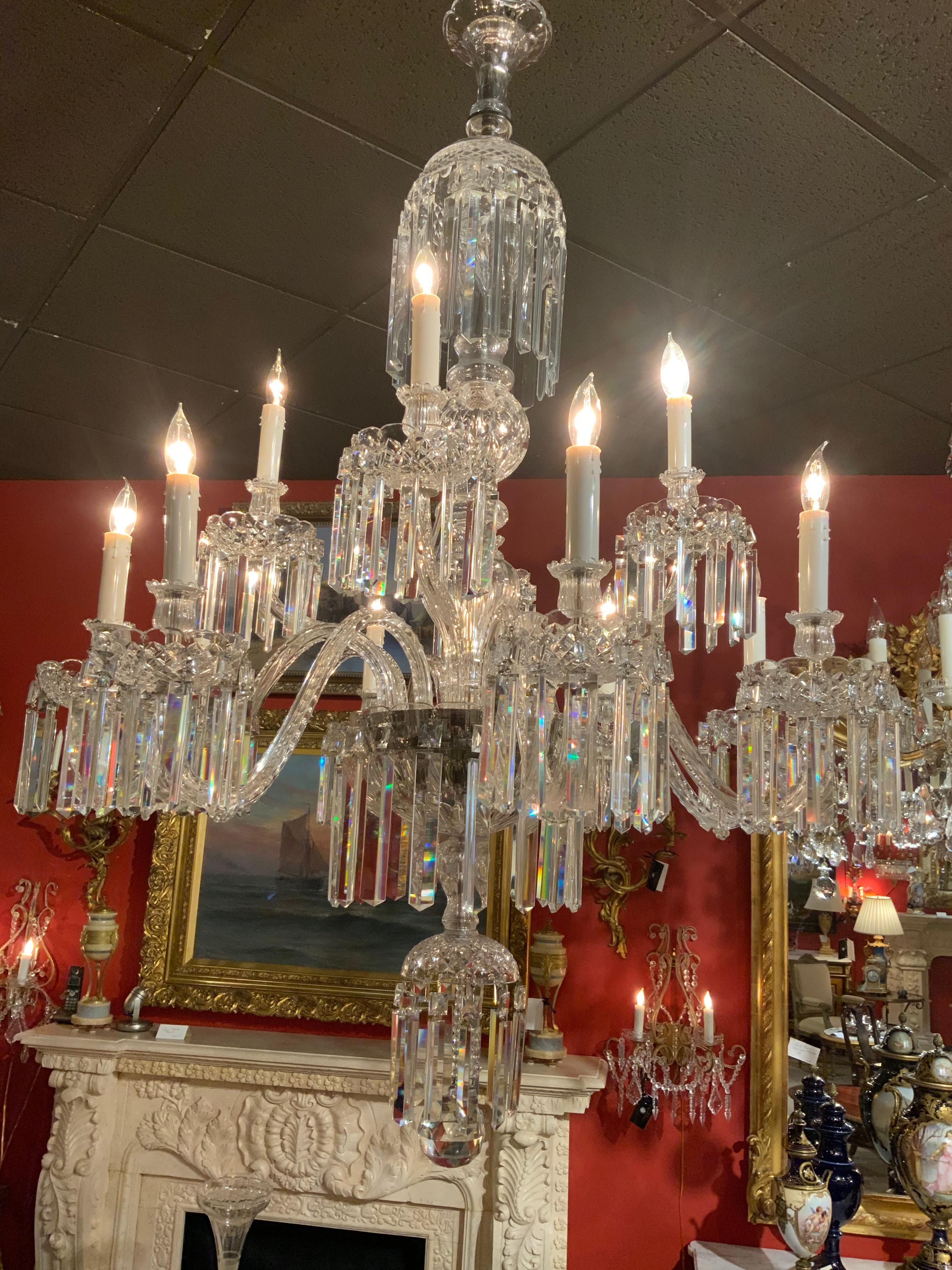 Crystal Chandelier with 12 Lights, Scrolling Arms, Large and Superior Condition 6
