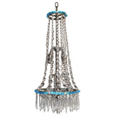 Lustre en cristal avec perles bleues