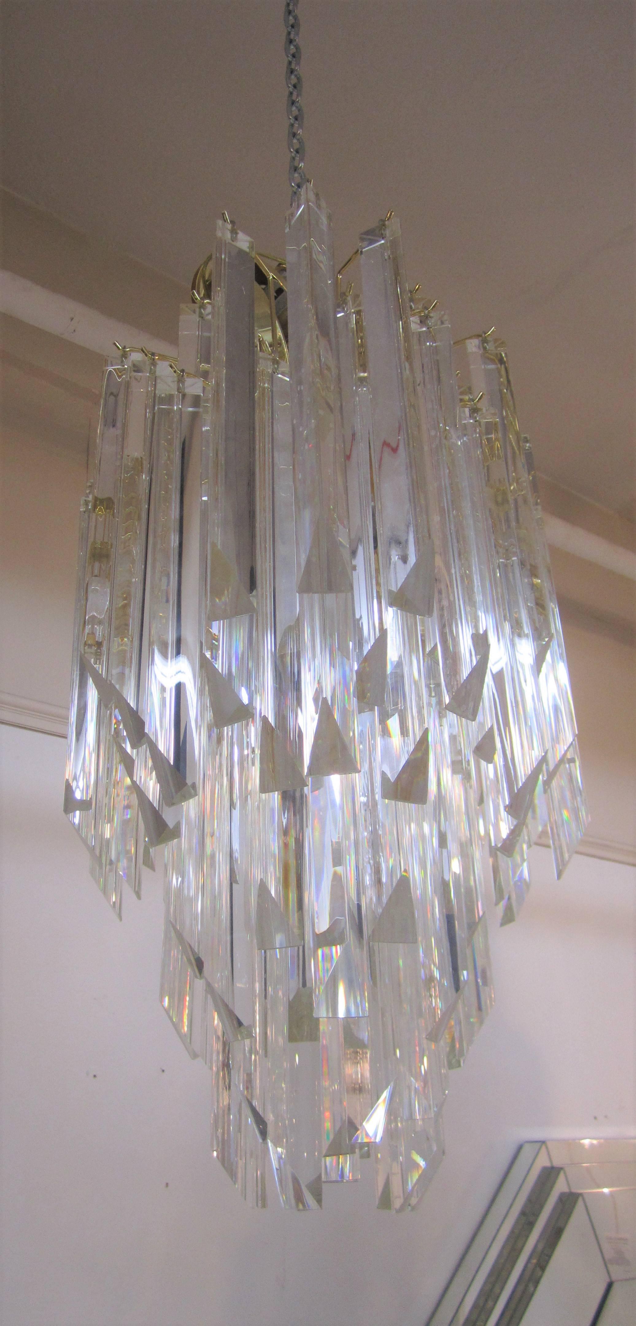 Crystal Chandelier in the Style of Venini For Sale 1