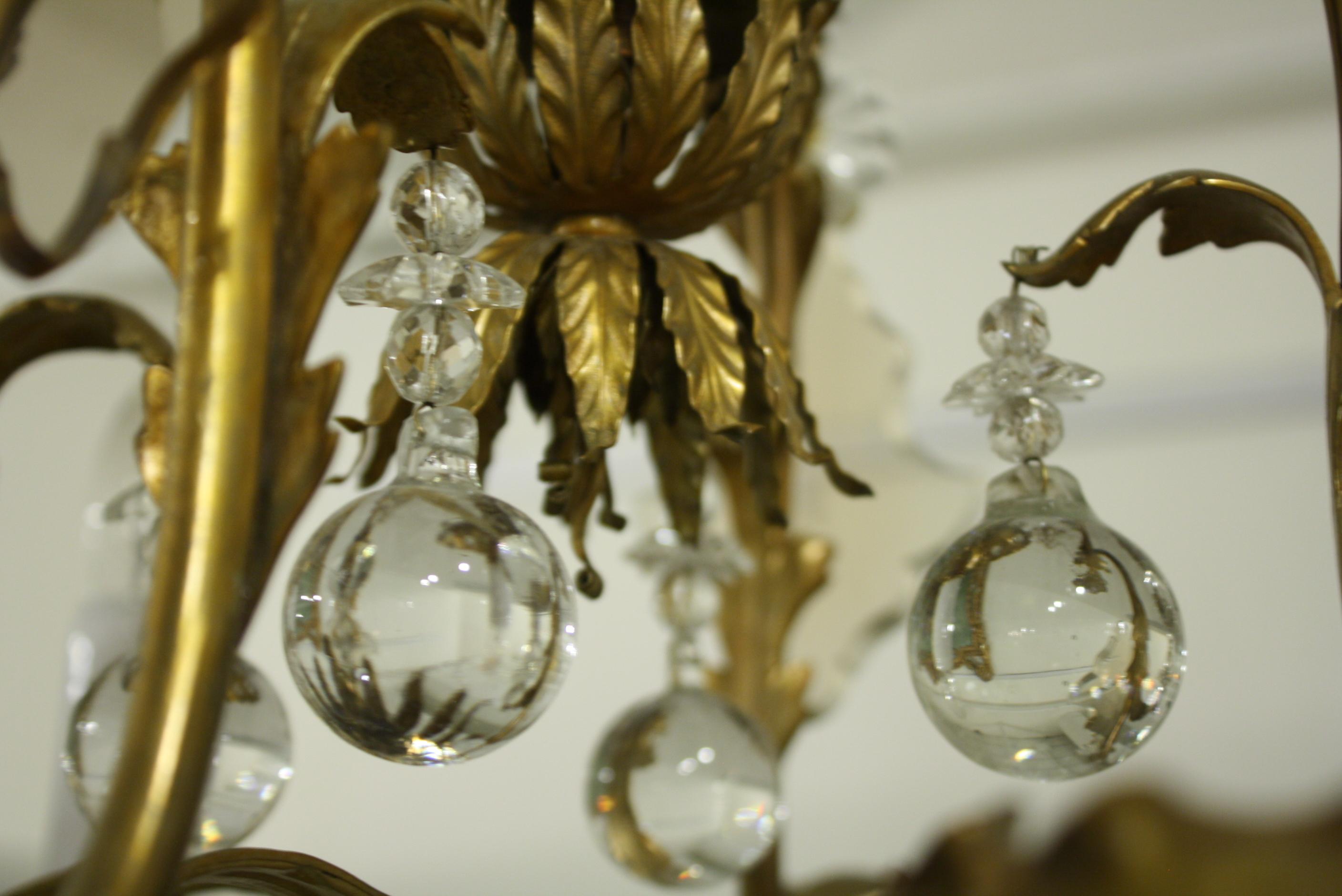 Crystal Chandelier with Four Lights Attributed to Maison Jansen For Sale 3