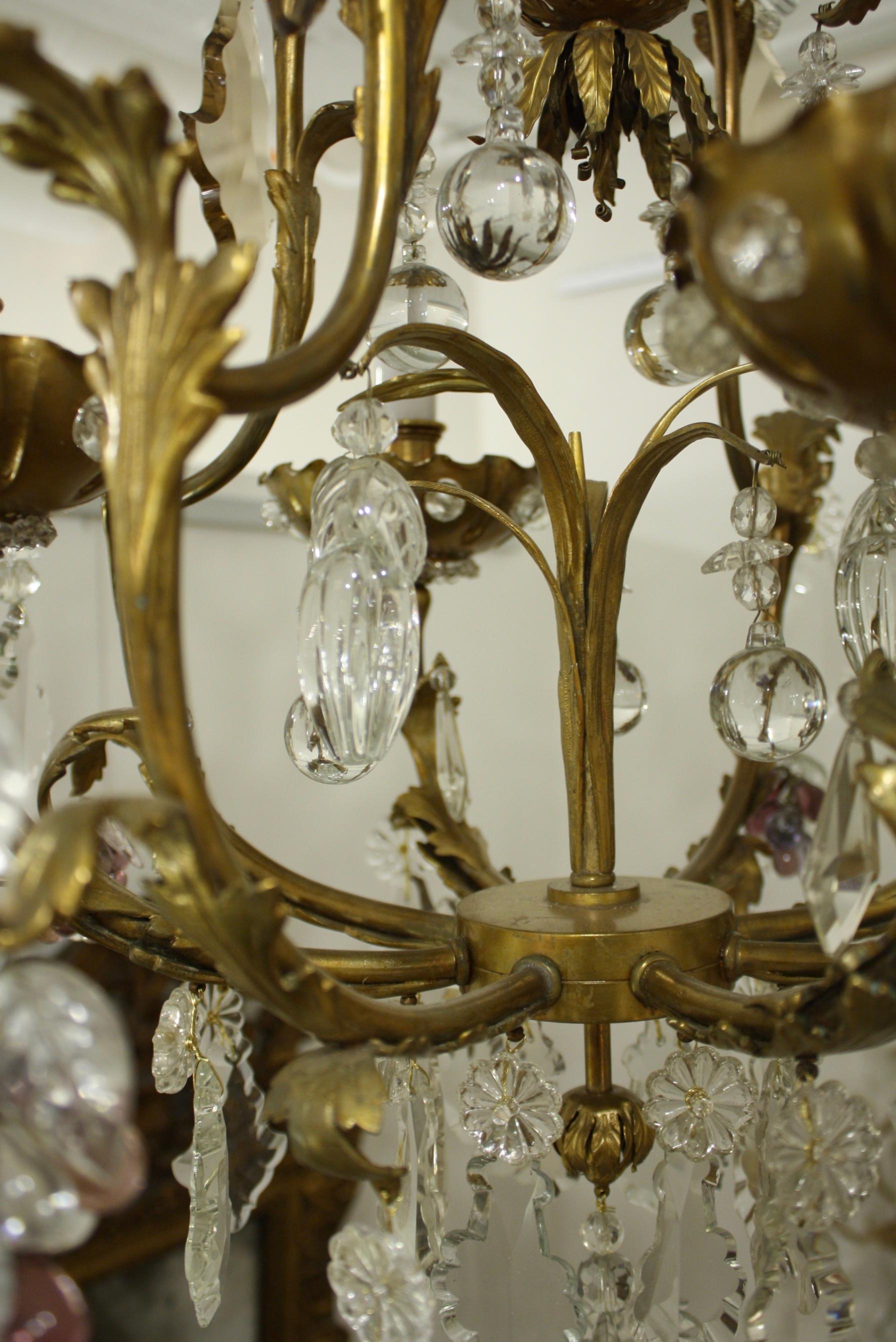 Crystal Chandelier with Four Lights Attributed to Maison Jansen For Sale 2