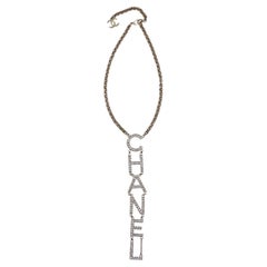 Crystal CHANEL Logo Runway Drop Necklace
