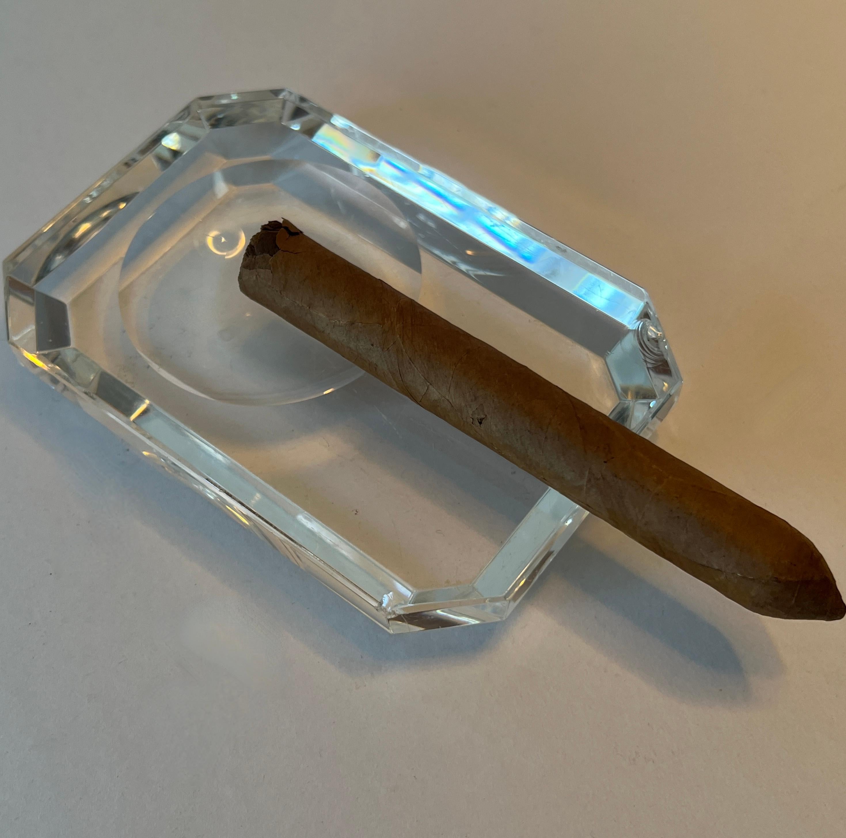 20th Century Crystal Cigar Ashtray For Sale