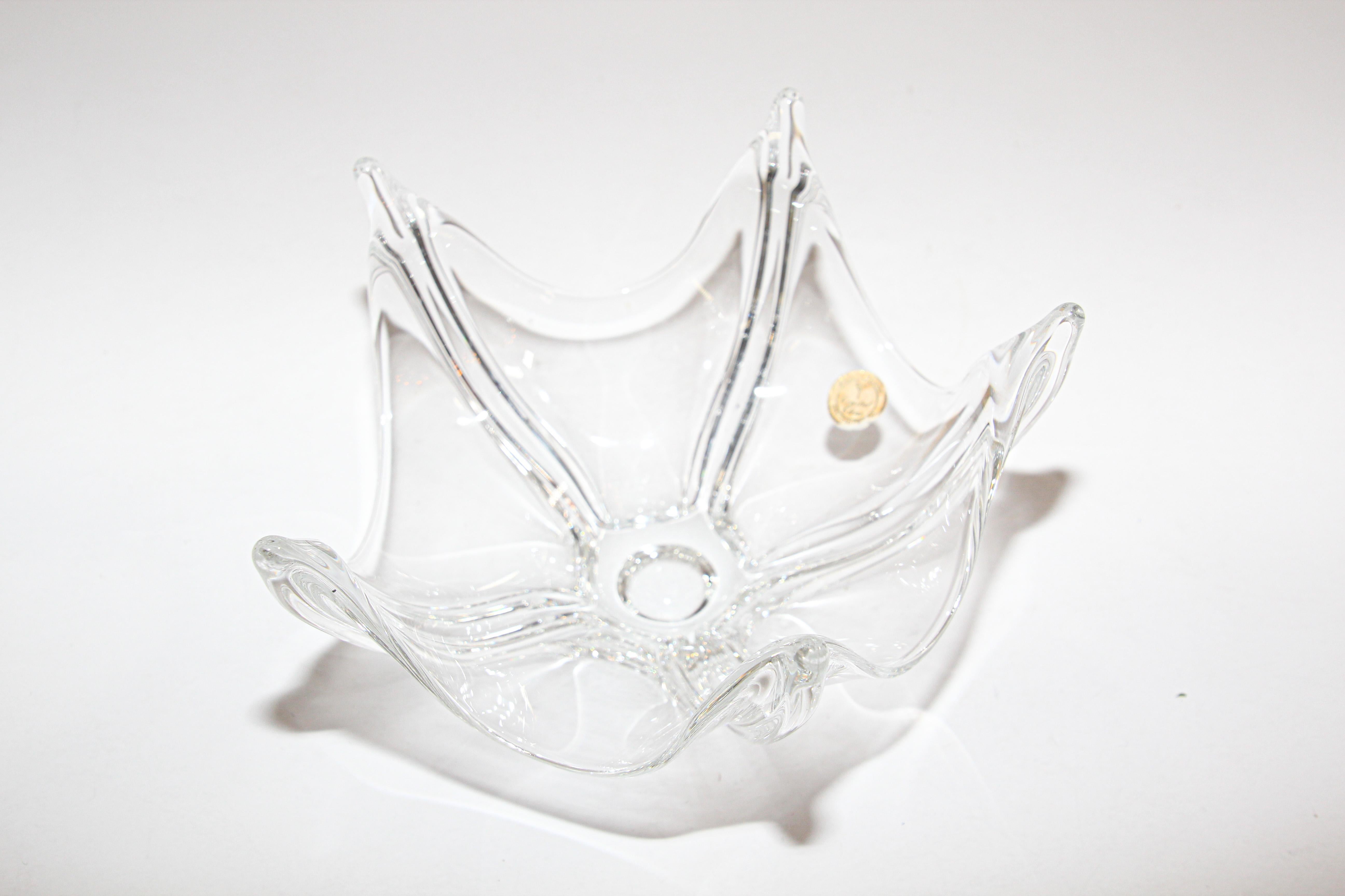 Neoclassical Crystal Clear Bohemia Glass Bowl, Poland For Sale