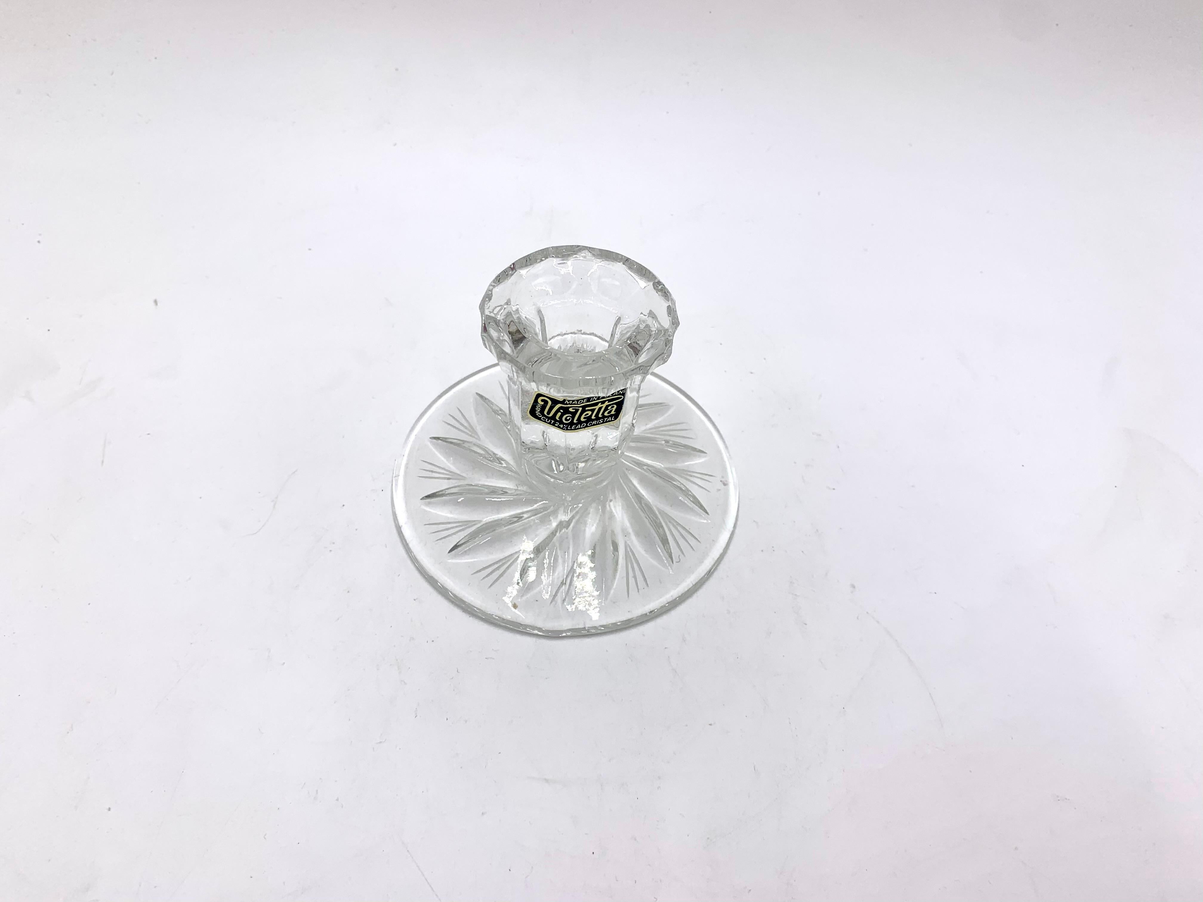 Mid-Century Modern Crystal Clear Candlestick, Violetta, Poland For Sale