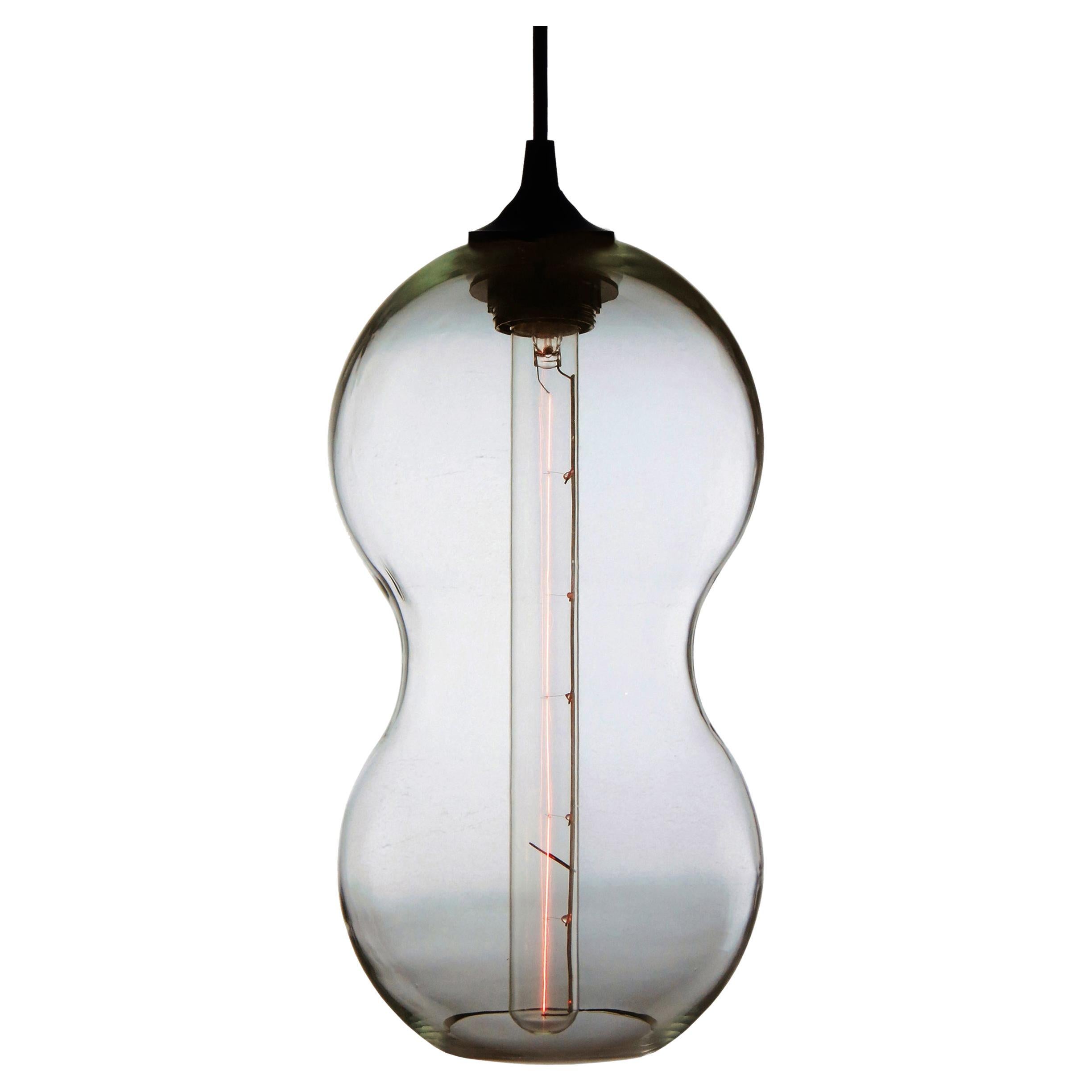 Crystal Clear Contemporary Organic Architectural Hand Blown Pendant Lamp For Sale