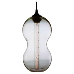Crystal Clear Contemporary Organic Architectural Hand Blown Pendant Lamp