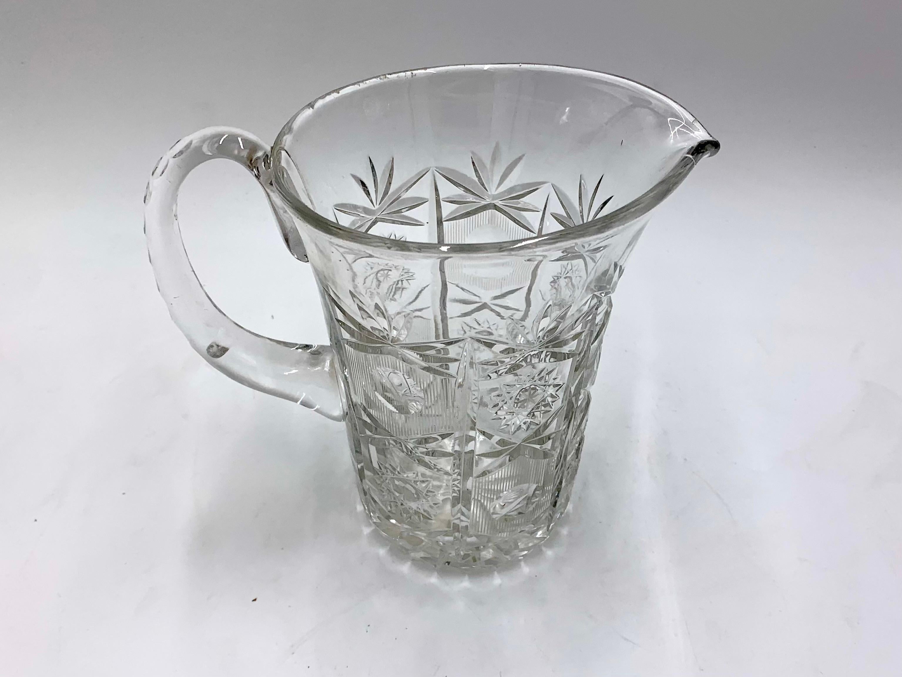 Mid-Century Modern Crystal Clear Jug Pitcher, Poland, 1960s For Sale