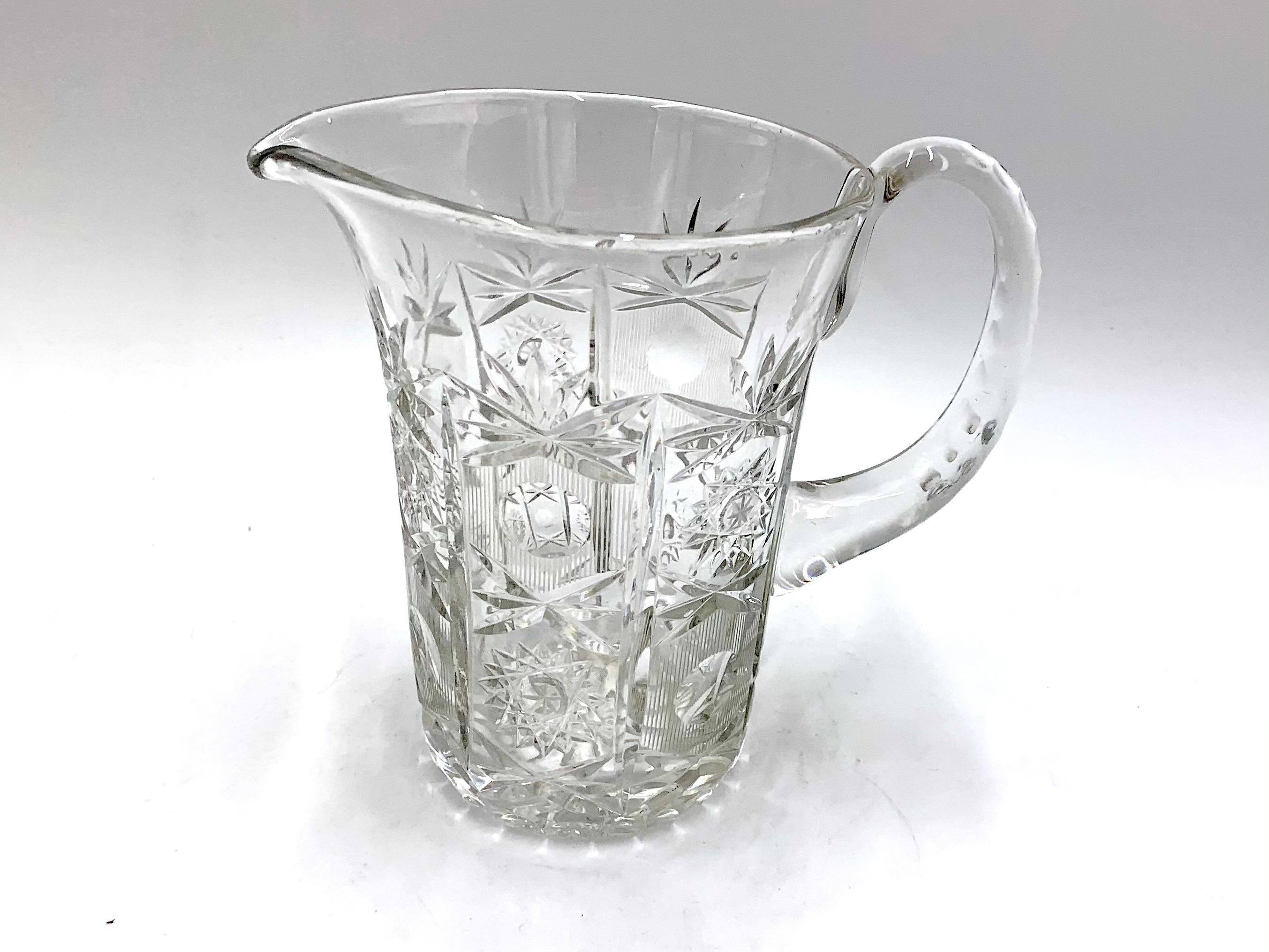 Crystal Clear Jug Pitcher, Poland, 1960s In Good Condition For Sale In Chorzów, PL