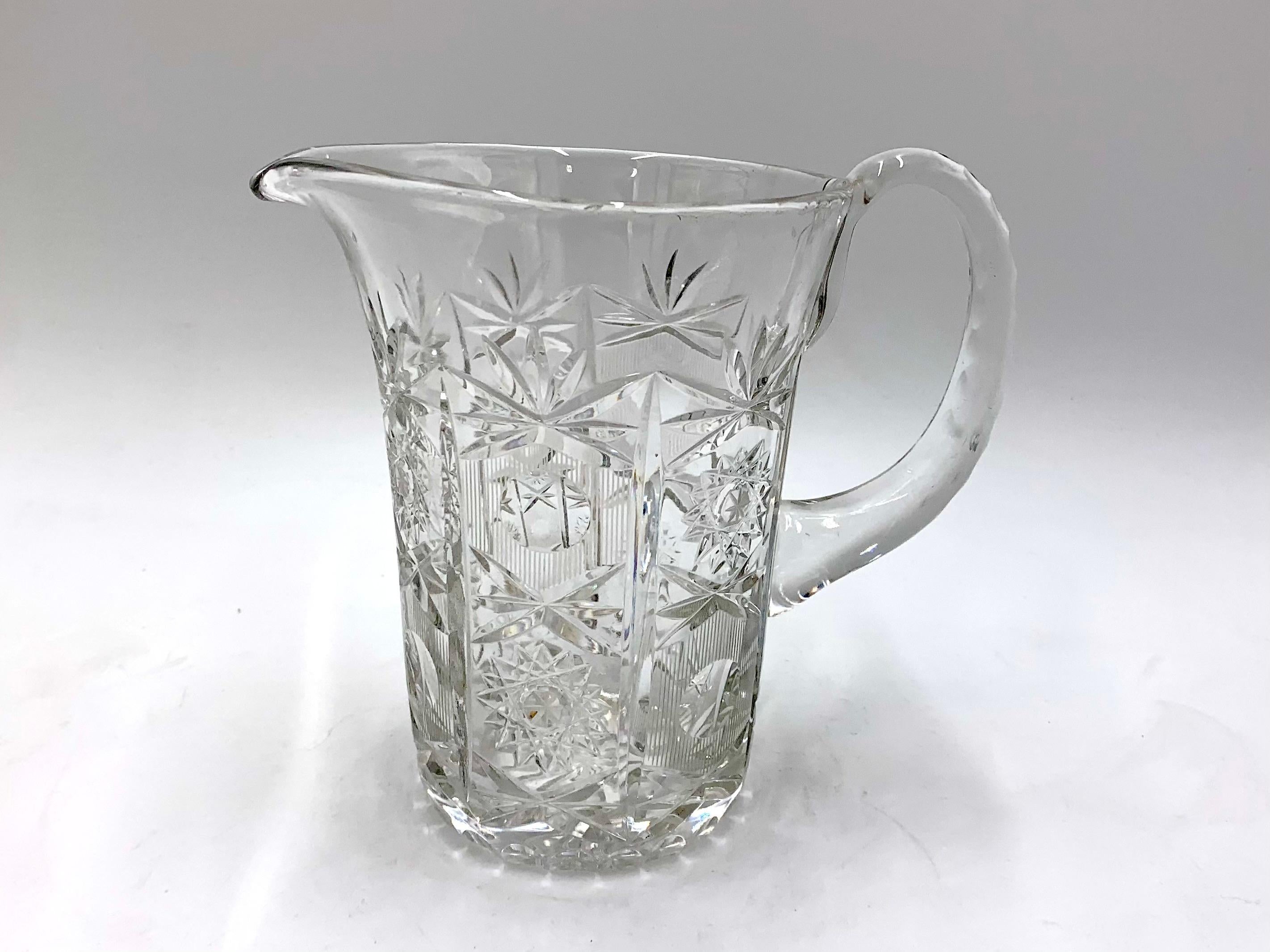 Mid-20th Century Crystal Clear Jug Pitcher, Poland, 1960s For Sale