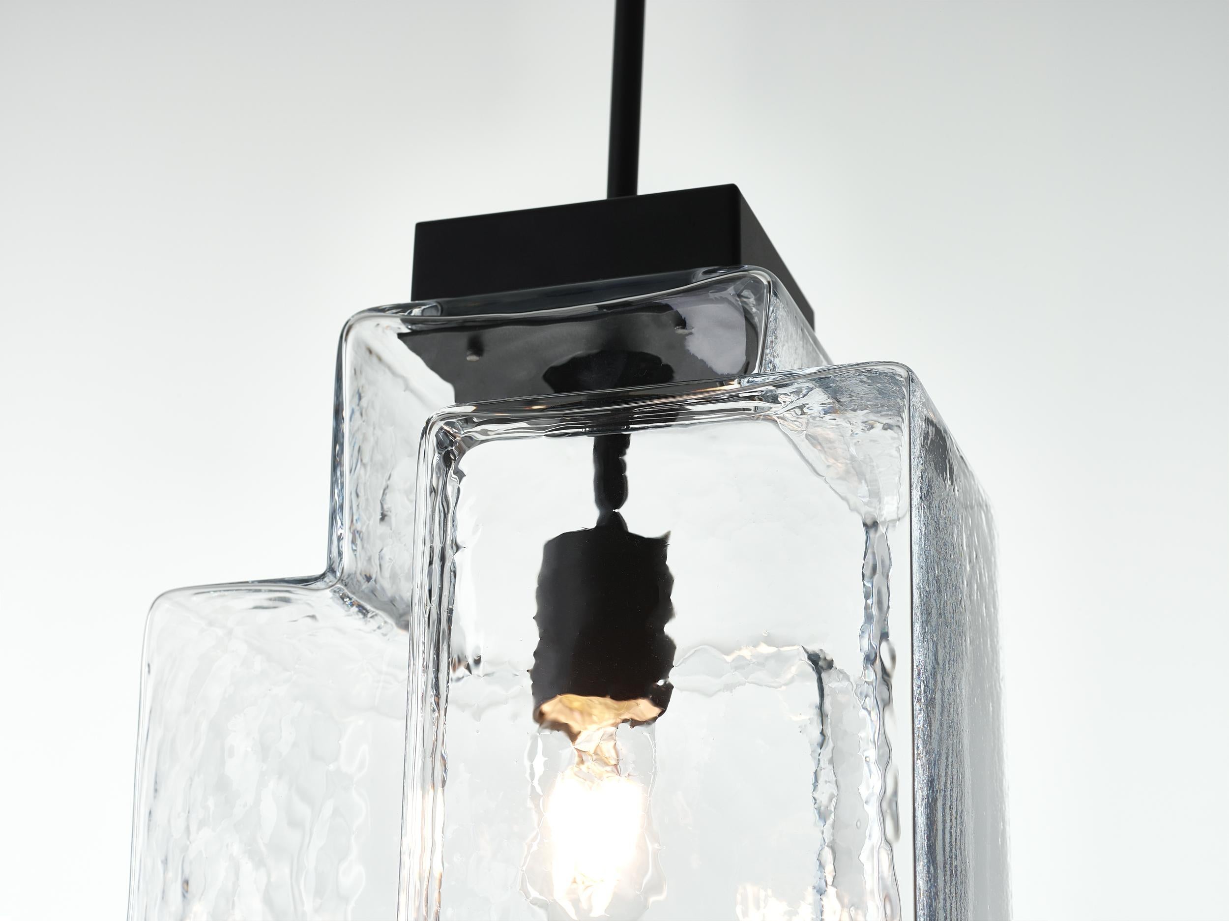 Modern Crystal Clear Tetris Pendant Light by Dechem Studio For Sale