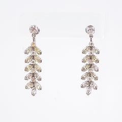 Crystal Climbing Leaf Drop Earrings By Krementz, 1950s