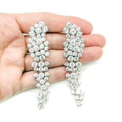 Crystal Cluster Long Drop Earrings 2000s