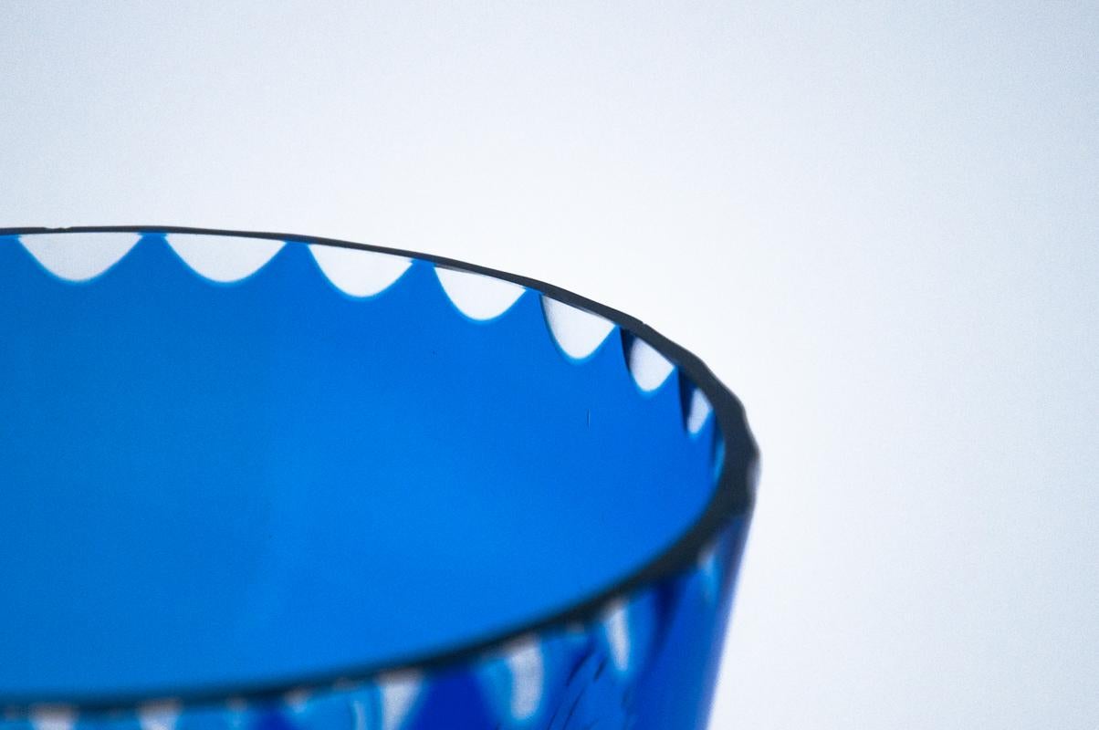 20th Century Crystal Cobalt Blue Vase