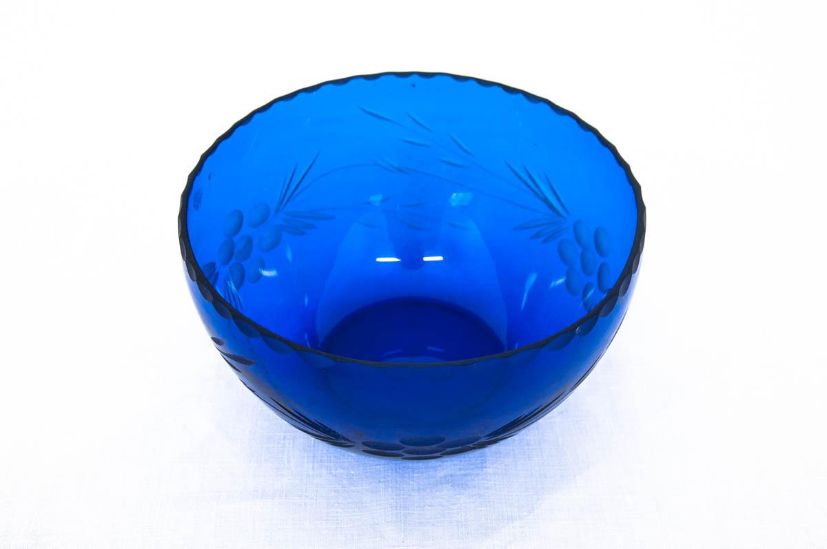 Mid-Century Modern Crystal Cobalt Bowl