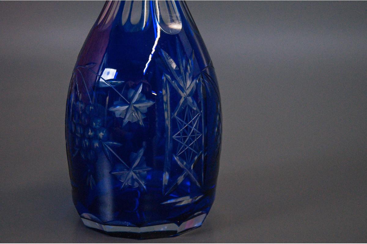 Crystal Cobalt Carafe In Good Condition For Sale In Chorzów, PL