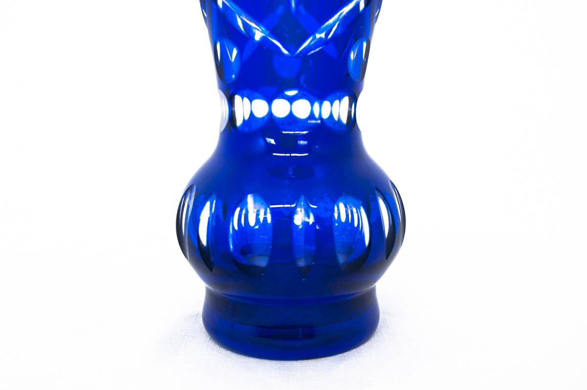 Mid-Century Modern Crystal Cobalt Vase