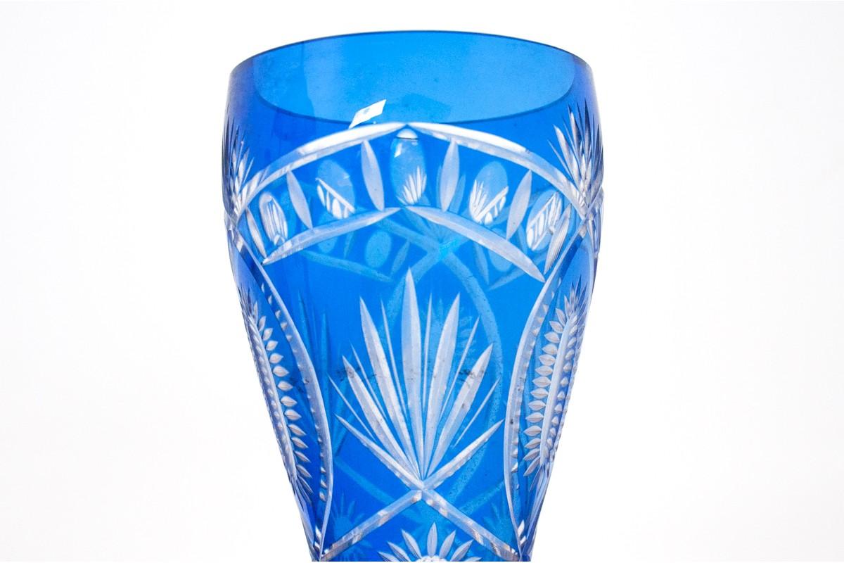 Mid-Century Modern Crystal Cobalt Vase