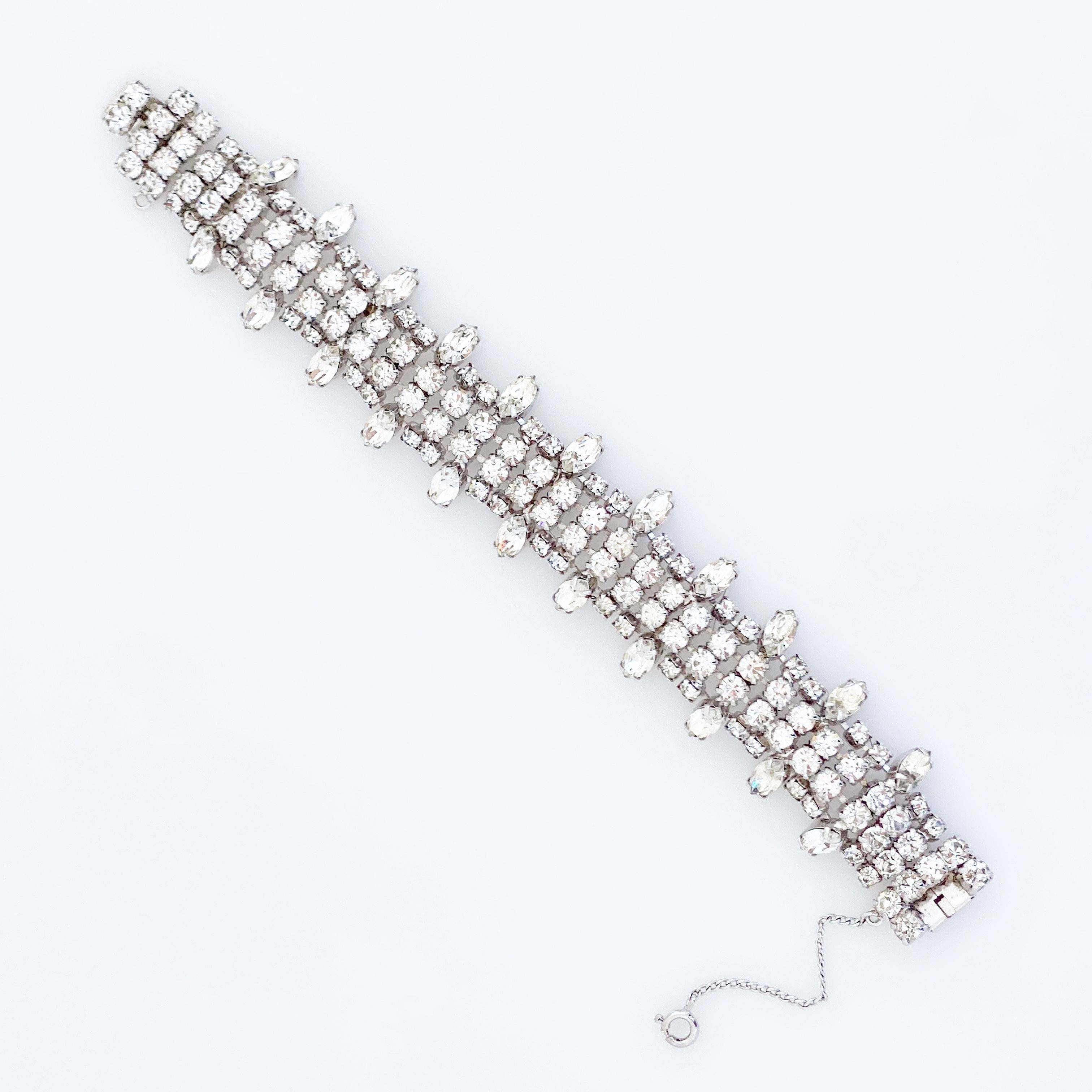 Crystal Cocktail Bracelet With Navette Accents By Weiss, 1950s In Good Condition In McKinney, TX
