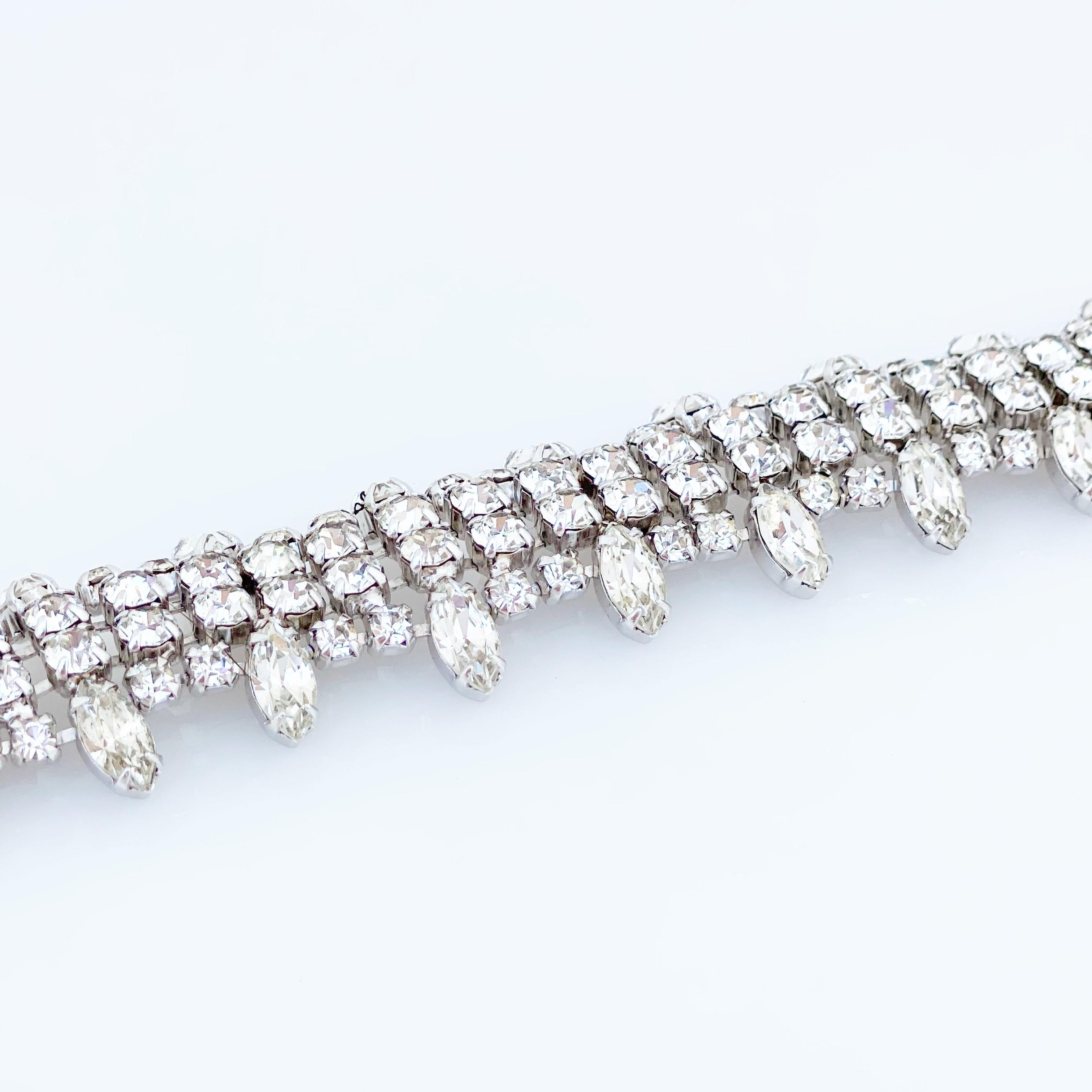 Crystal Cocktail Bracelet With Navette Accents By Weiss, 1950s 1