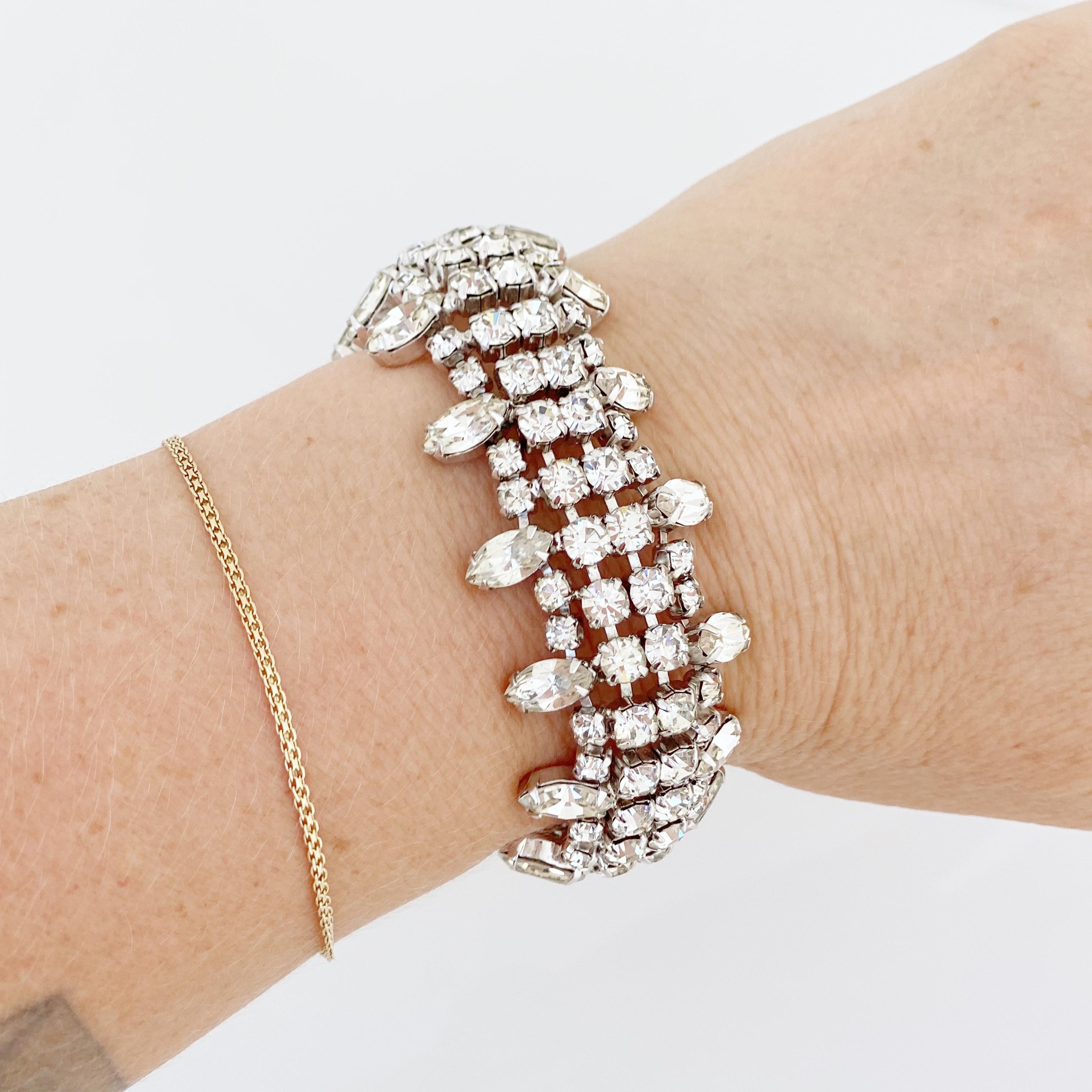 Crystal Cocktail Bracelet With Navette Accents By Weiss, 1950s 2