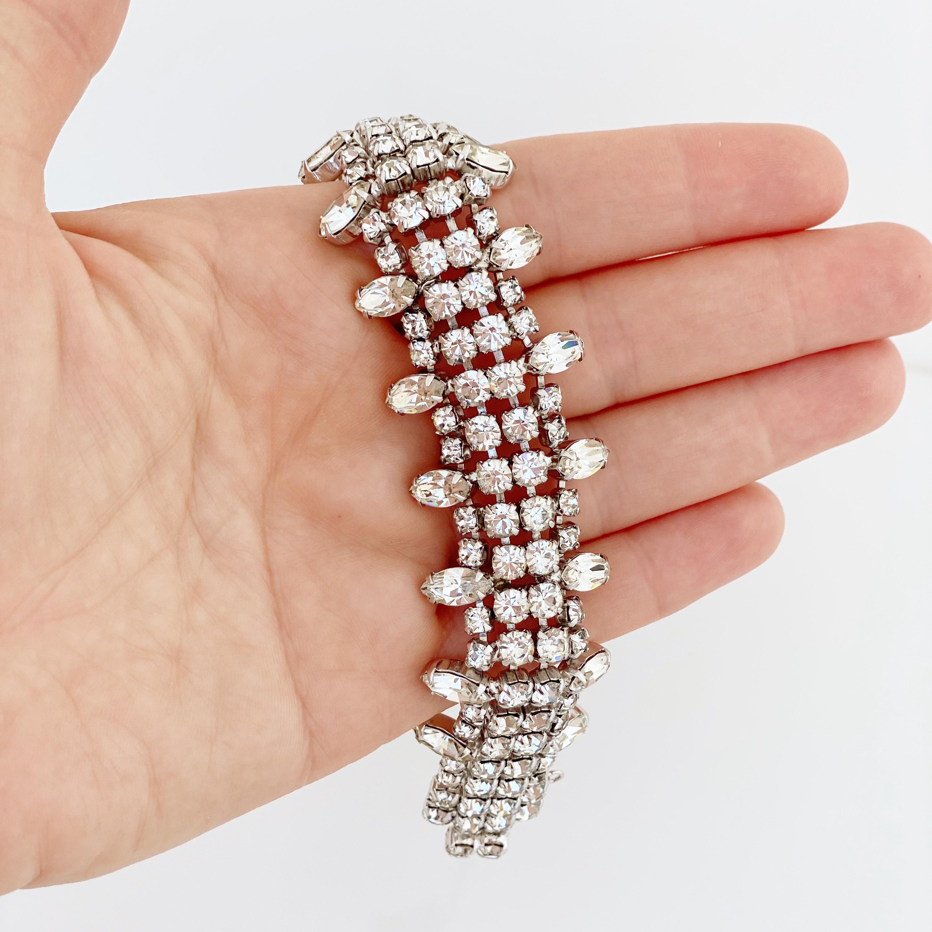 Crystal Cocktail Bracelet With Navette Accents By Weiss, 1950s 3