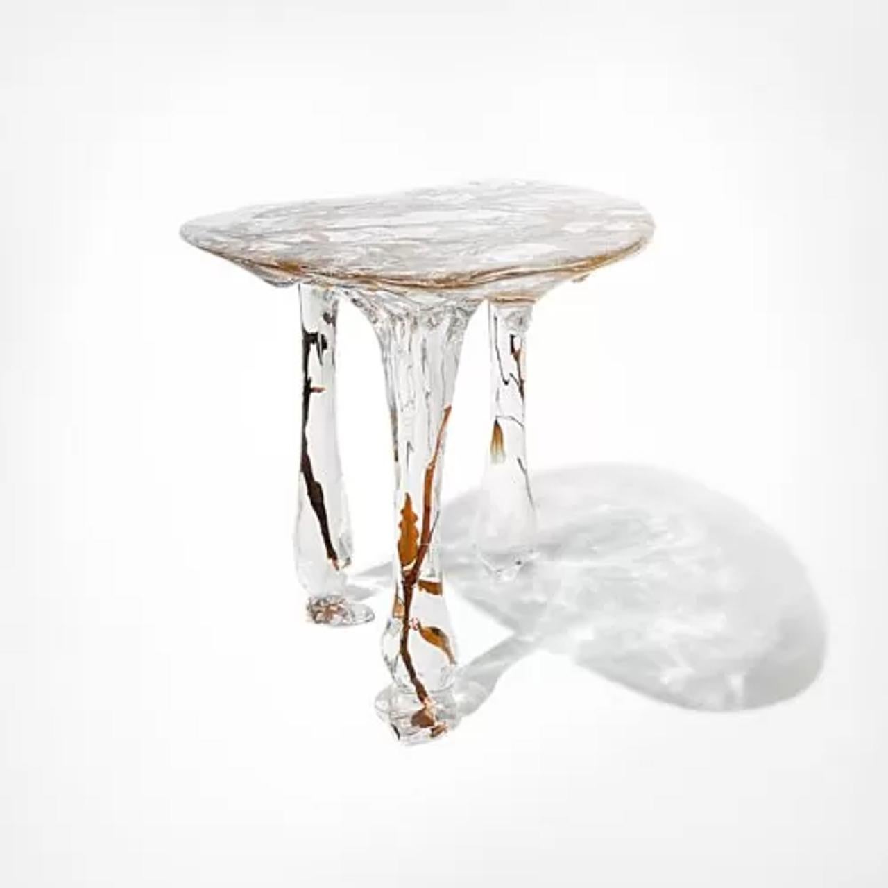 Art déco Table basse ornée de branches en cristal - Design luxueux en cristal et branches en bois en vente