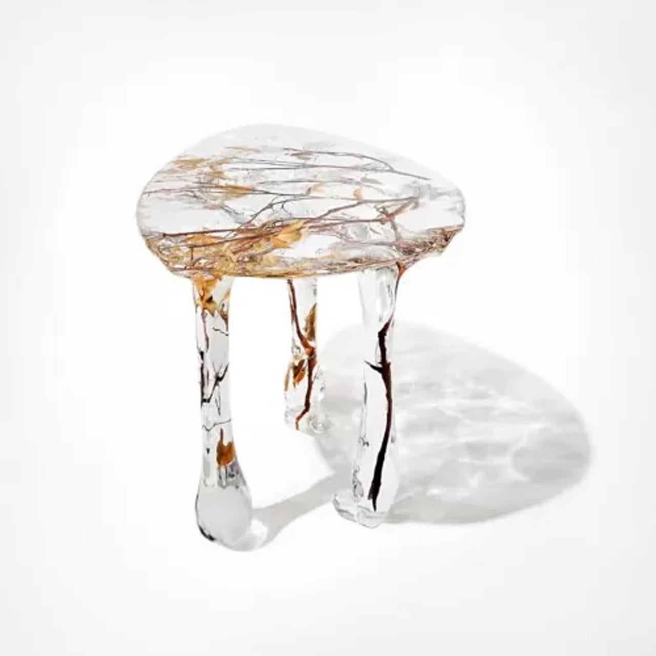 Américain Table basse ornée de branches en cristal - Design luxueux en cristal et branches en bois en vente