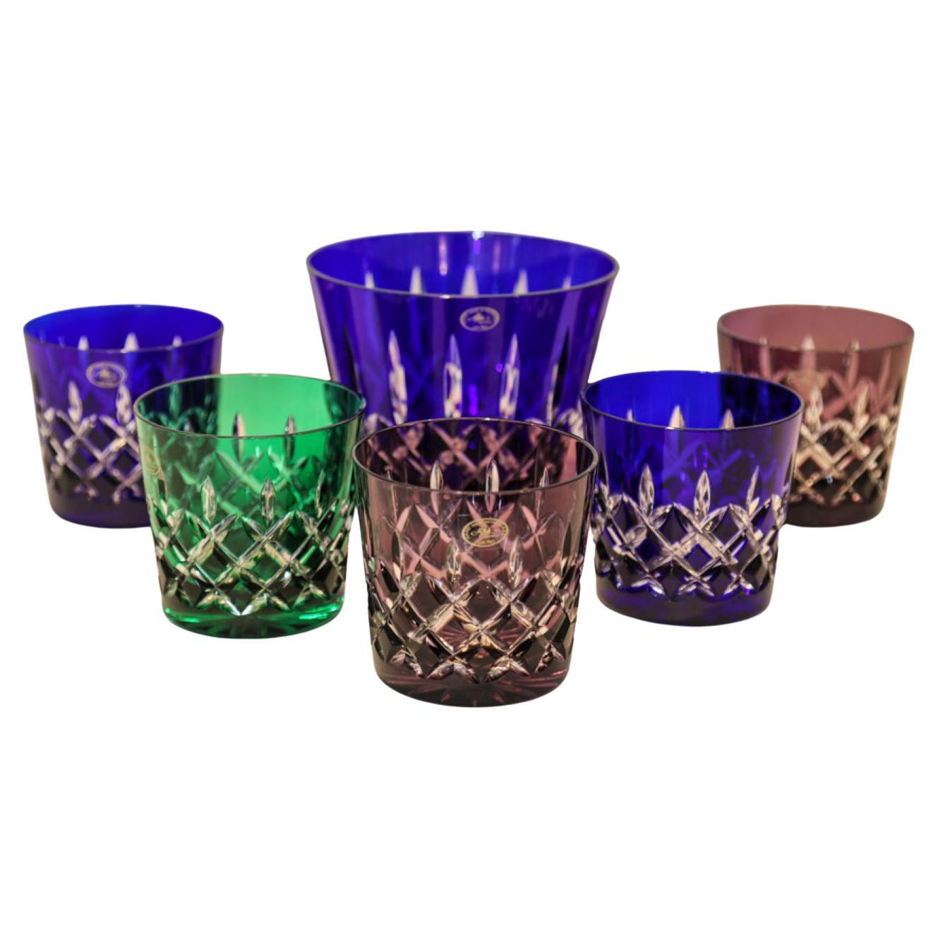 Cristalería de color Copas y cubitera AJKA Arabella 1960