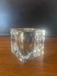 Crystal Concaved Cube Sculpture / Paperweight