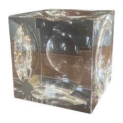 Crystal Concaved Cube Sculpture / Paperweight