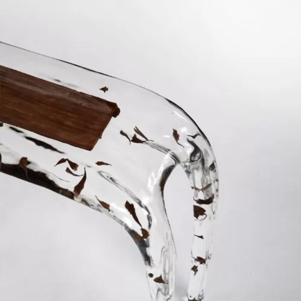 Art déco Table console en bois de cristal - Une fusion luxueuse de cristal et de Wood Wood organique en vente
