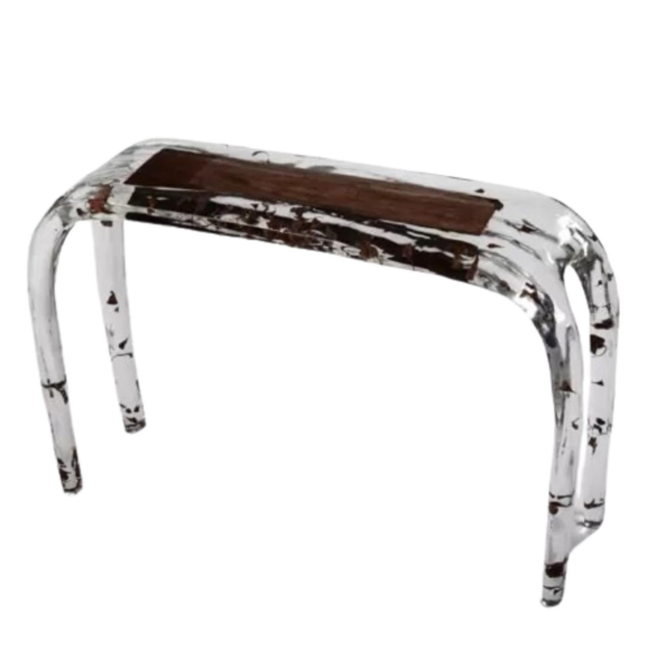Américain Table console en bois de cristal - Une fusion luxueuse de cristal et de Wood Wood organique en vente