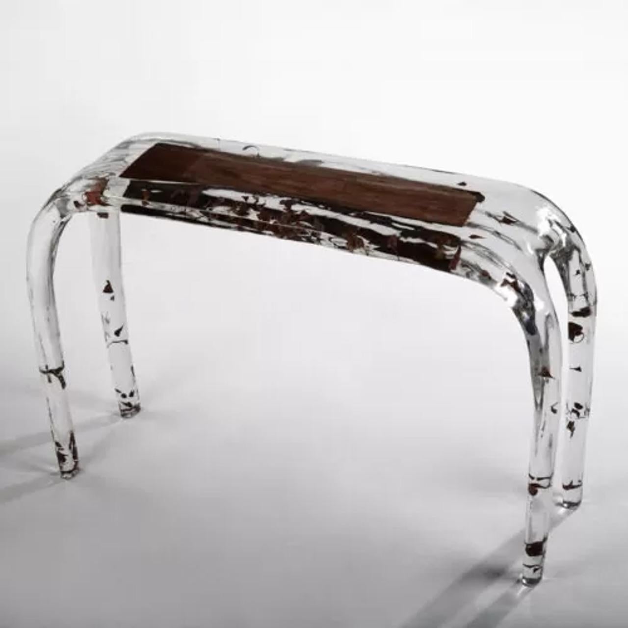 Table console en bois de cristal - Une fusion luxueuse de cristal et de Wood Wood organique