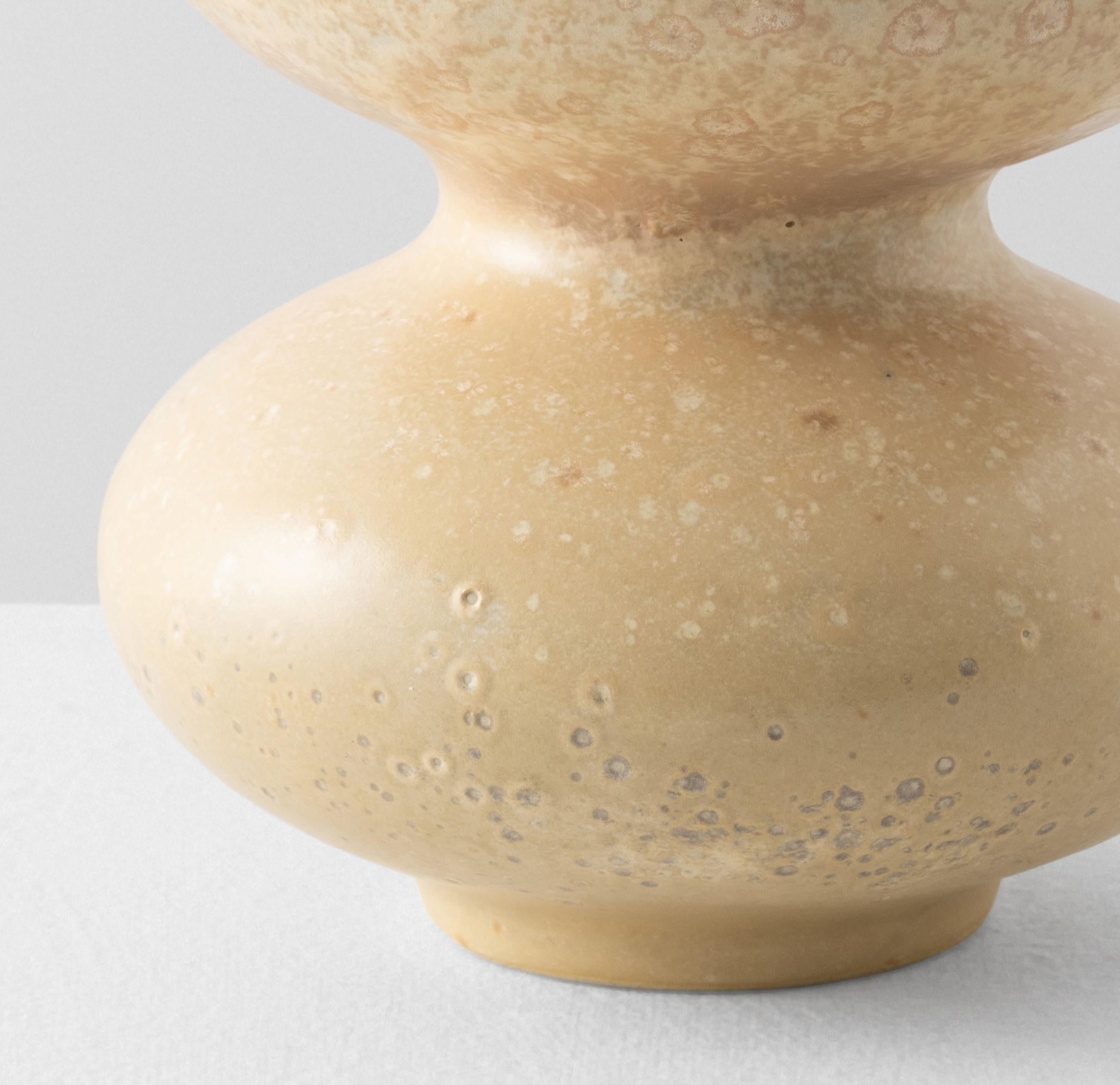 American Crystal Cream Wave Form Vase by Forma Rosa Studio For Sale