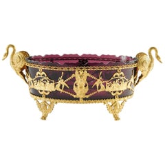 Antique Crystal Cup with Nice Gilt Bronze, France, circa 1880