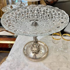 Crystal Cut Cup with Silver-Plated Chinese Dragon Fish Mount, 19th Century